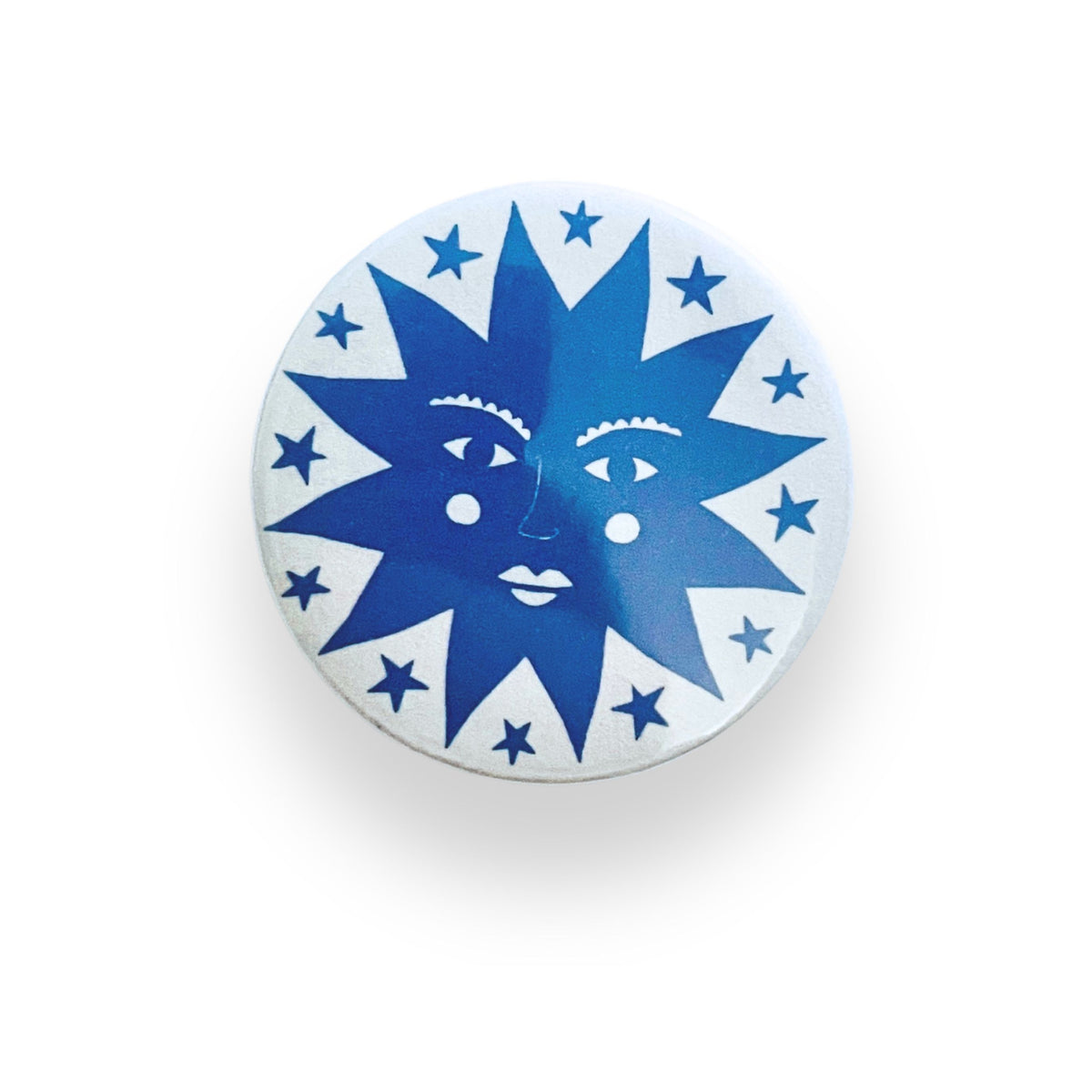 Blue Sun Button Badge