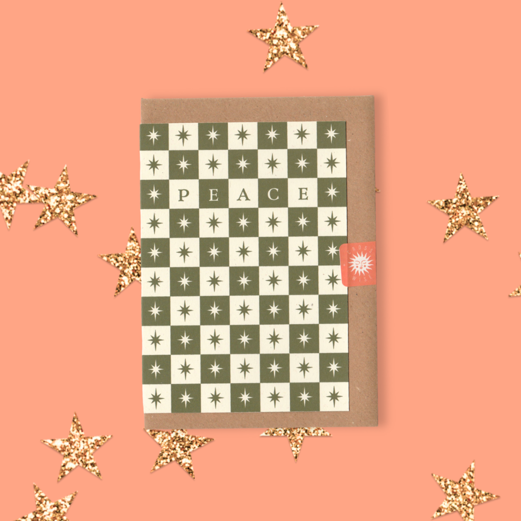 Checkerboard Peace Christmas Card