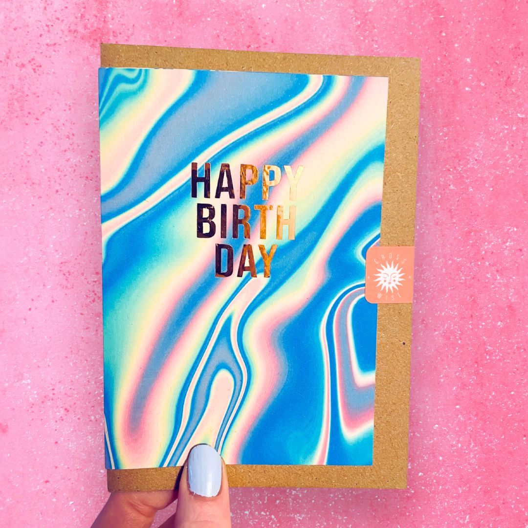 Holographic Swirl Foil Birthday Card