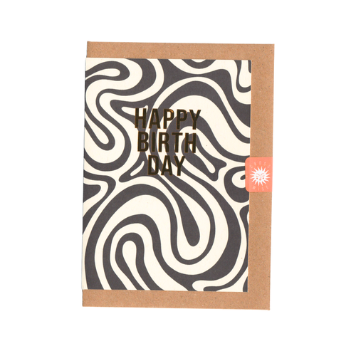 Black & White Swirl Foil Birthday Card