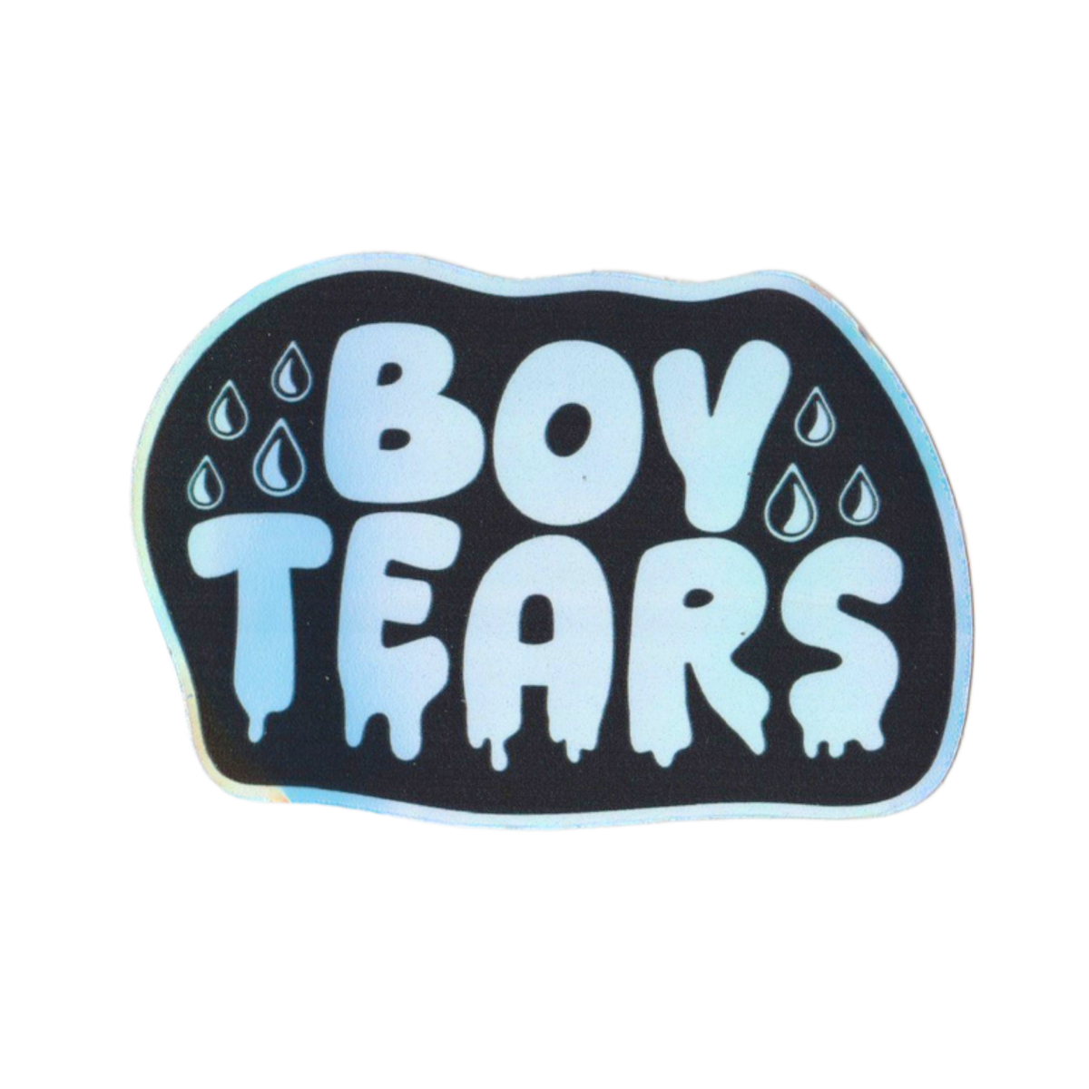 Boy Tears Holographic Water Bottle Sticker