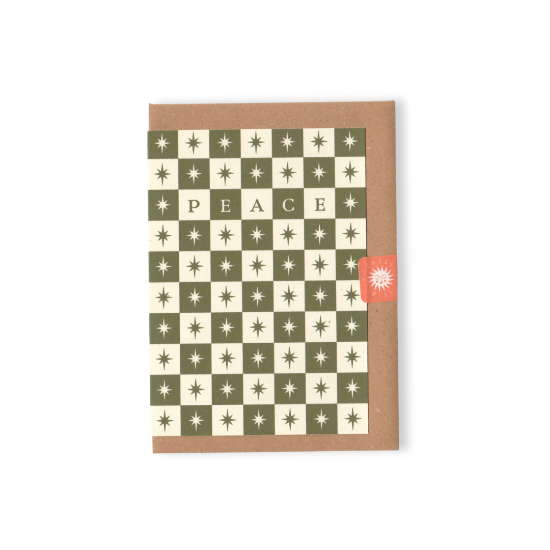 Checkerboard Peace Christmas Card