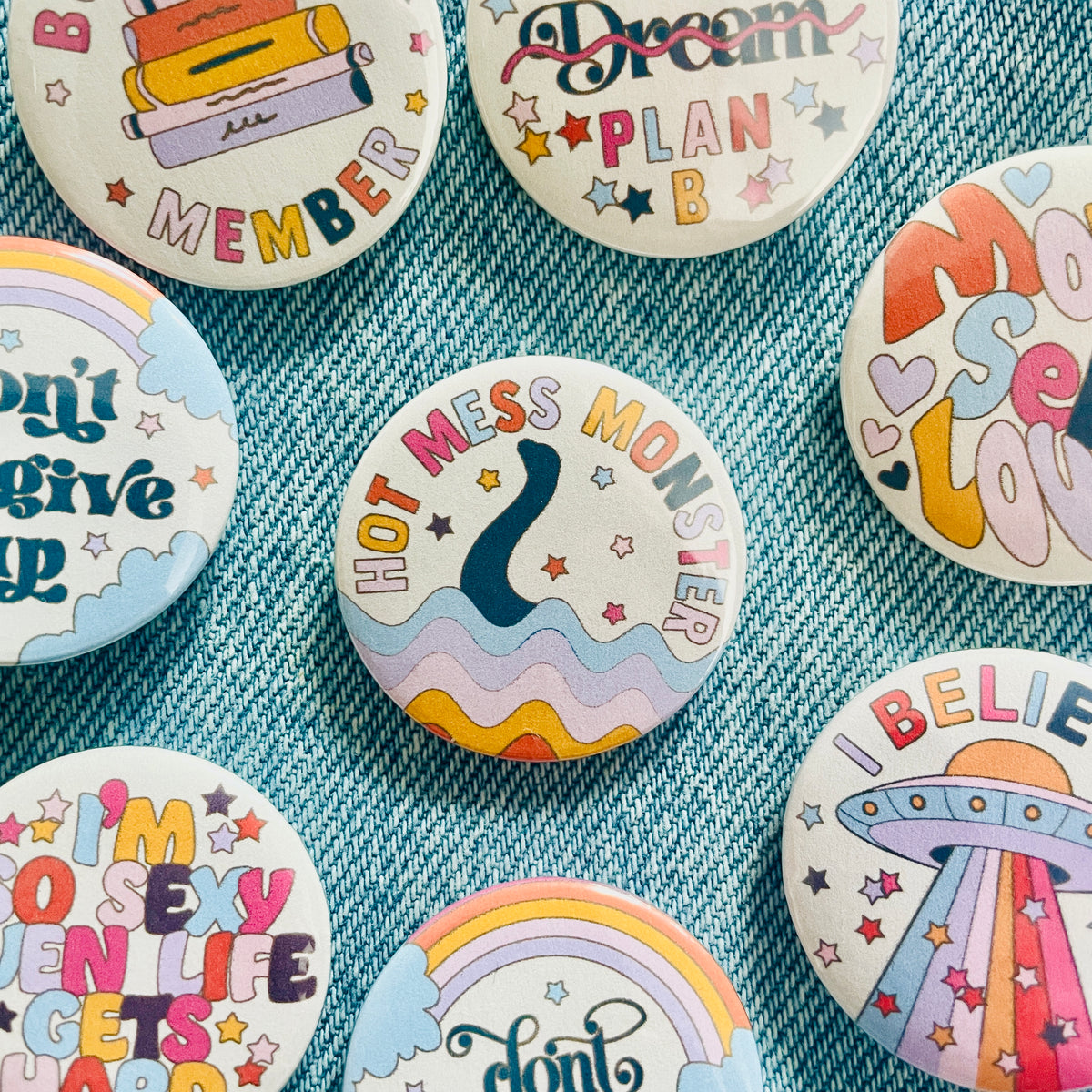 Hot Mess Monster Button Badge
