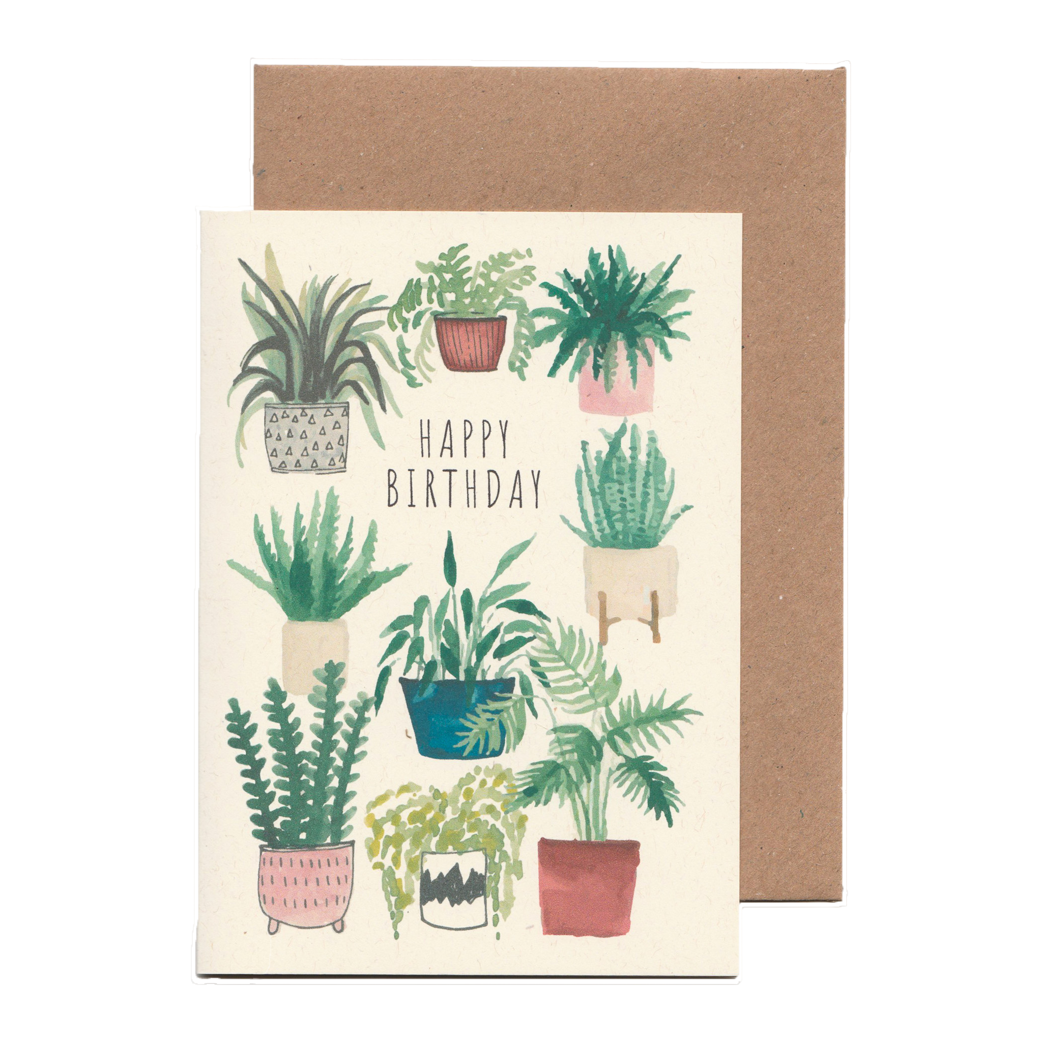 Watercolour Plant Happy Birthday Card